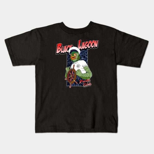 Black Lagoon Yacht Club Kids T-Shirt by pencilnekarts